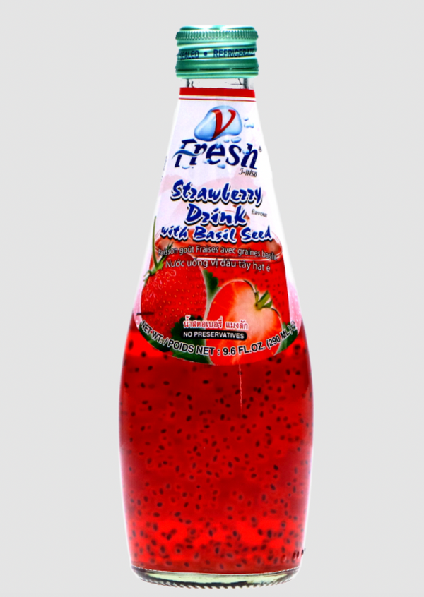 V-FRESH Strawberry Drink With Basil Seed 290ml