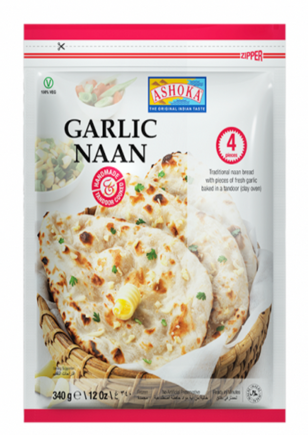 ASHOKA Frozen Garlic Naan 340g (4pcs)