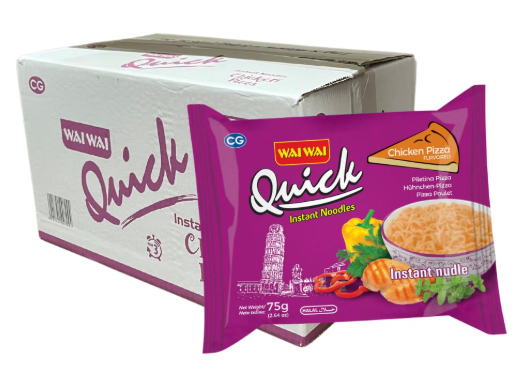 Wai wai Quick Chicken Pizza Noodles 75g (40 packets Box)